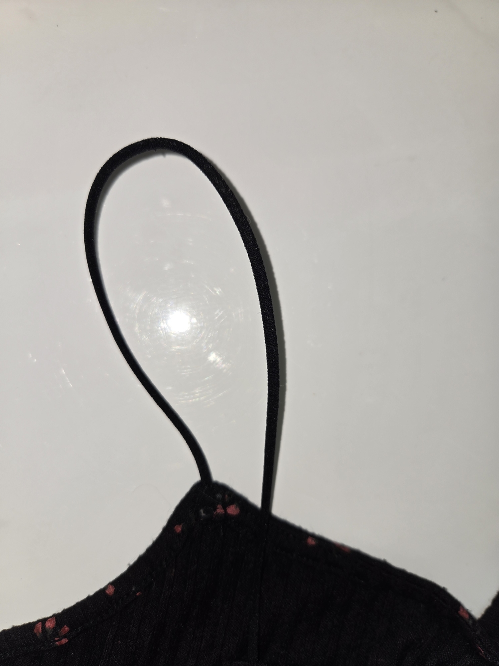 Black Floral Ribbed Crop Cami with Pink Print - Picture 4 of 5